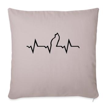 Cat heartbeat - Sofa pillowcase 17,3'' x 17,3'' (45 x 45 cm) - light taupe - Front