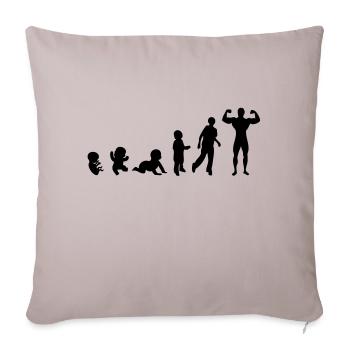 Evolution Mensch, Männer, Mann Bodybuilding-Sport - Sofakissenbezug 45 x 45 cm - helles Taupe - Vorne