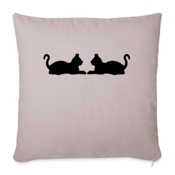 2 reclining cats silhouette - Sofa pillowcase 17,3'' x 17,3'' (45 x 45 cm) - light taupe - Front