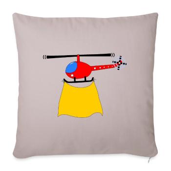 Fête des enfants en hélicoptère - Housse de coussin décorative 45 x 45 cm - taupe clair - Devant