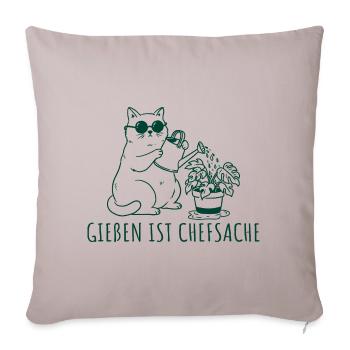 Gießen ist Chefsache Coole Gärtner Katze - Sofakissenbezug 45 x 45 cm - helles Taupe - Vorne