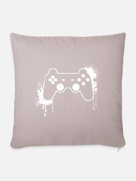 CONTROLLER RETRO in weiß - Sofakissenbezug 45 x 45 cm - helles Taupe