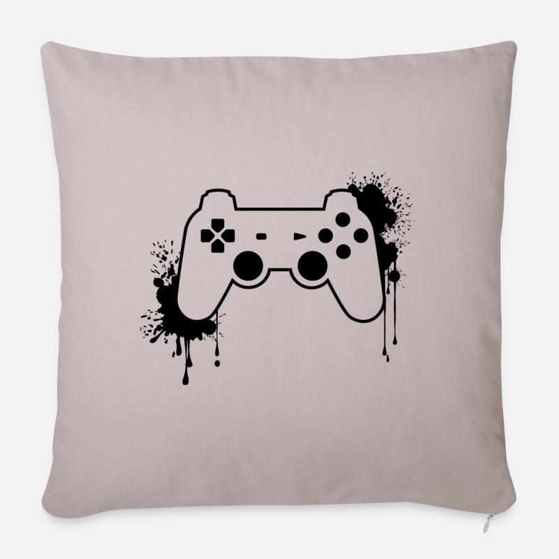 CONTROLLER in schwarz - Sofakissenbezug 45 x 45 cm - helles Taupe