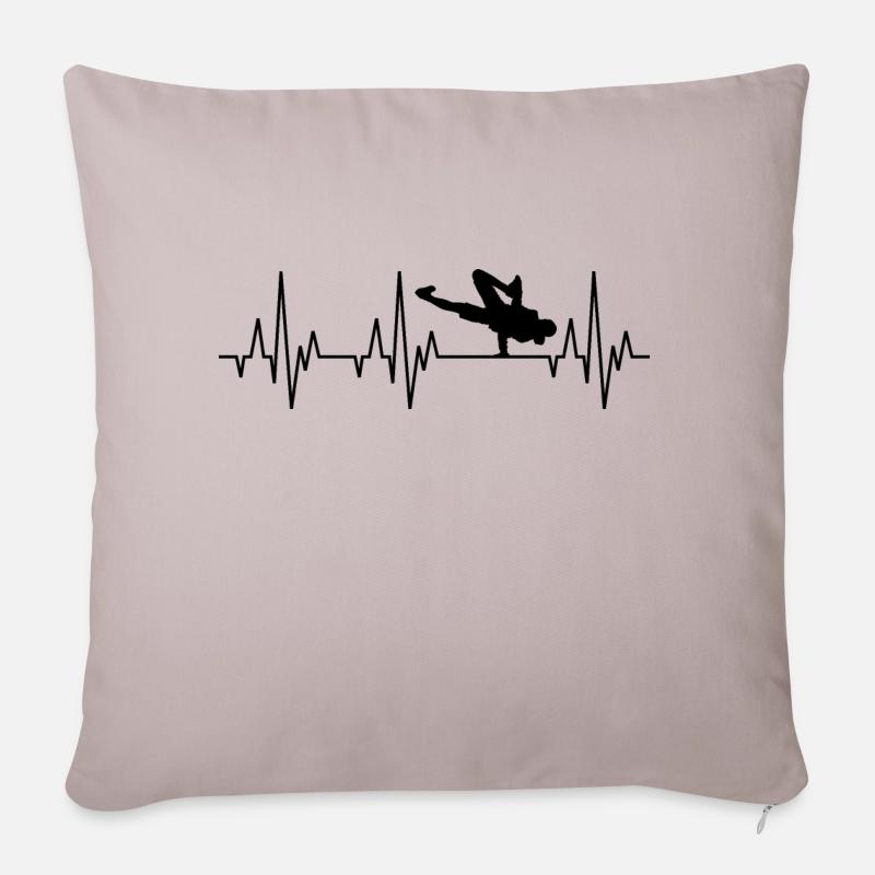 Herzschlag EKG Breakdance Breakdancing Hip-Hop - Sofakissenbezug 45 x 45 cm - helles Taupe