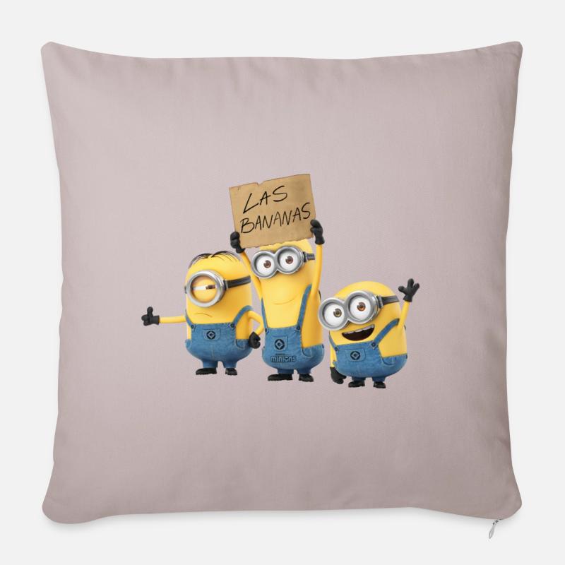 Minions Trois Joyeux Minions Avec Bouclier - Housse de coussin décorative 45 x 45 cm - taupe clair