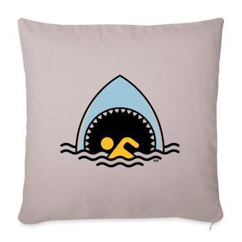 Requin et flotteur (Requin / Nager / 3C) - Housse de coussin décorative 45 x 45 cm - taupe clair - Devant