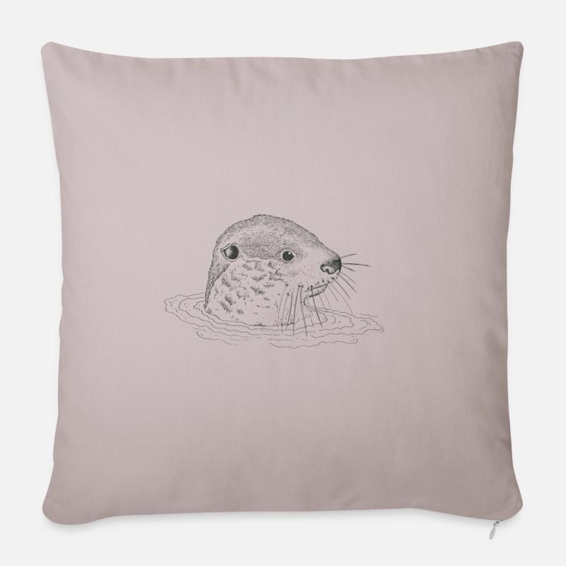 Otter im Wasser - Sofakissenbezug 45 x 45 cm - helles Taupe