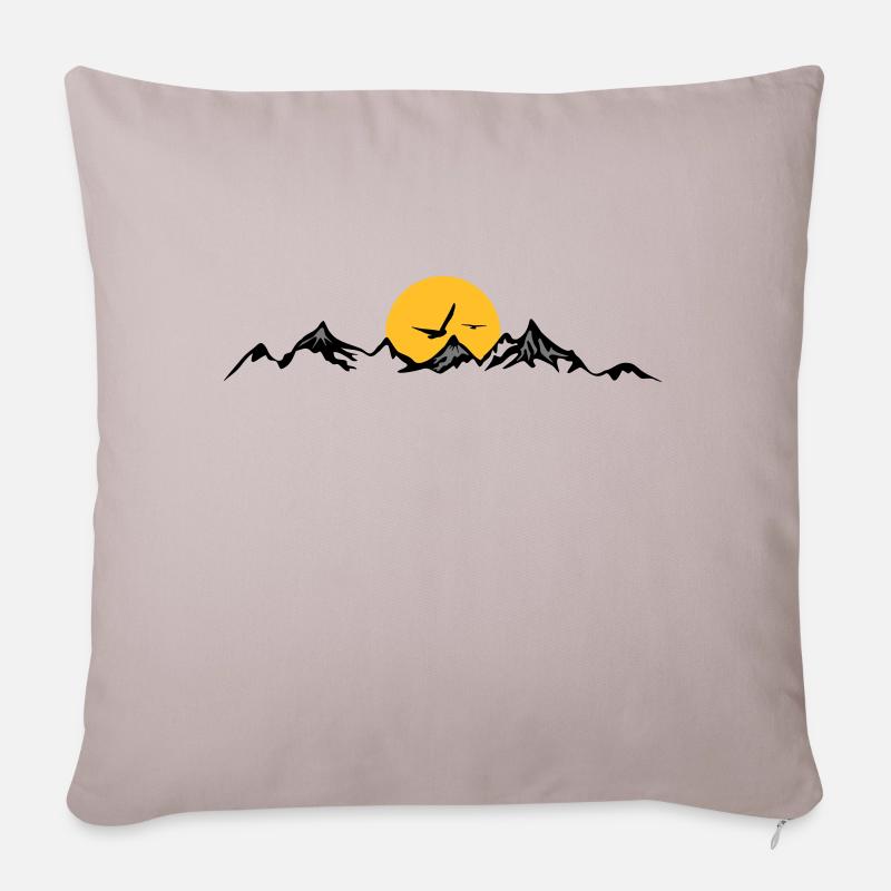 BERGE Gebirge Landschaft Silhouette Panorama - Sofakissenbezug 45 x 45 cm - helles Taupe