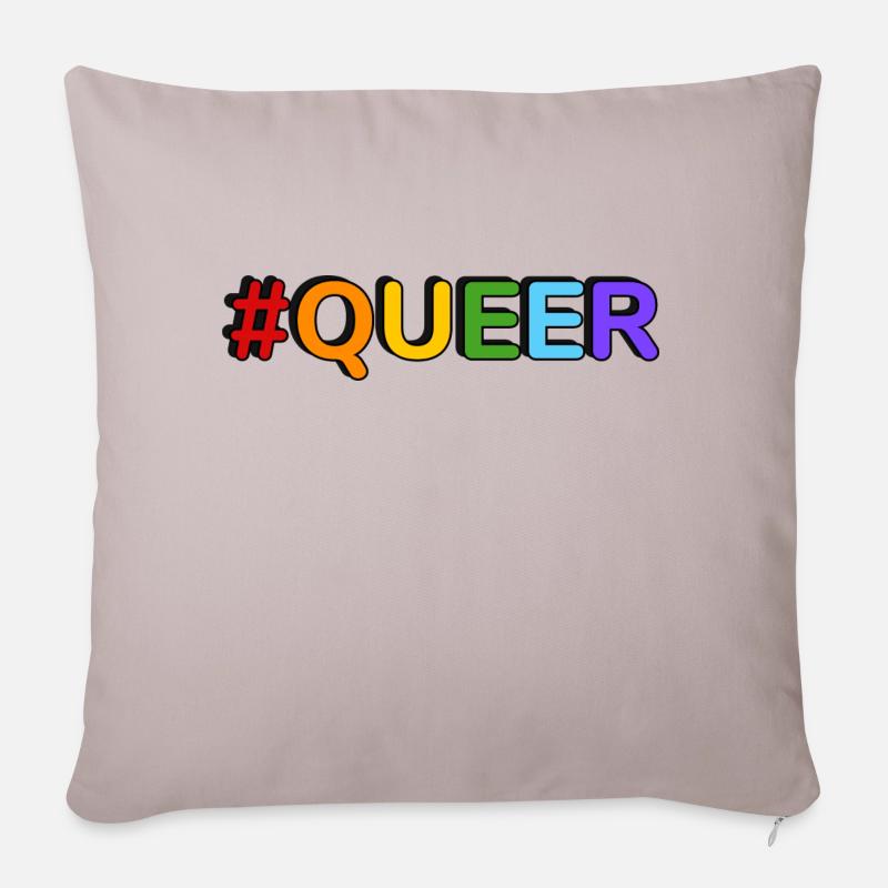 QUEER Hashtag - Sofakissenbezug 45 x 45 cm - helles Taupe