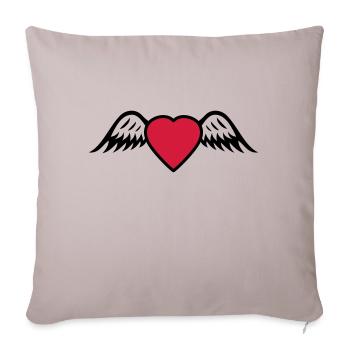 Herz Flügel - Sofakissenbezug 45 x 45 cm - helles Taupe - Vorne