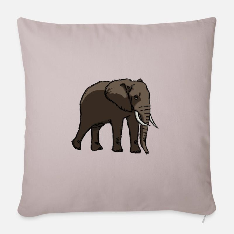 éléphant - Housse de coussin décorative 45 x 45 cm - taupe clair