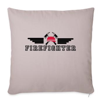 FIrefighter Logo mit Helm und Axt mit Wings - Sofakissenbezug 45 x 45 cm - helles Taupe - Vorne