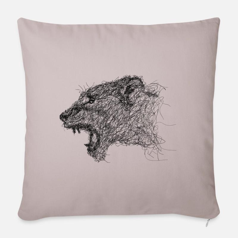 lioness Scribble - Sofa pillowcase 17,3'' x 17,3'' (45 x 45 cm) - light taupe