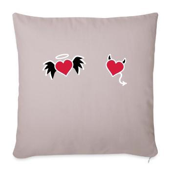 Coeur ange diable - Housse de coussin décorative 45 x 45 cm - taupe clair - Devant