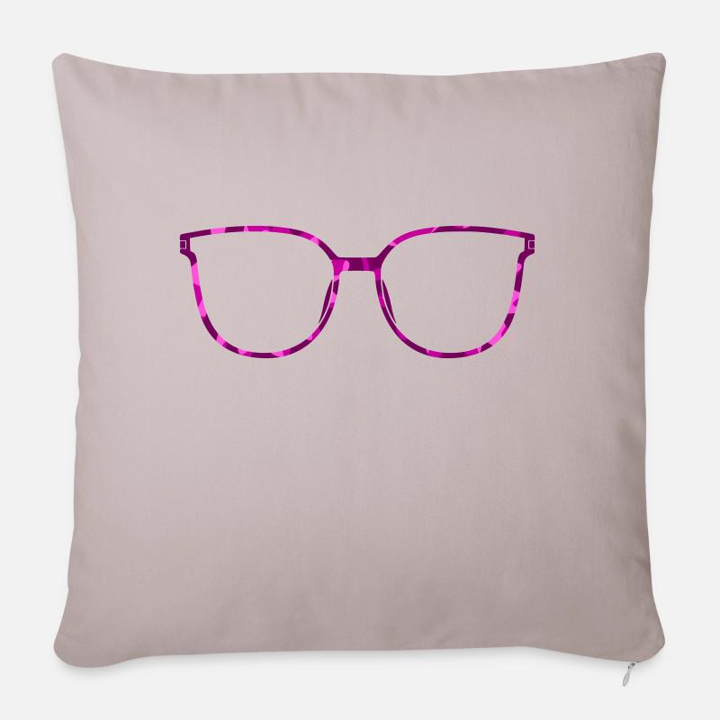 Brille Cateye perlmutt farbig (Farben änderbar) - Sofakissenbezug 45 x 45 cm - helles Taupe