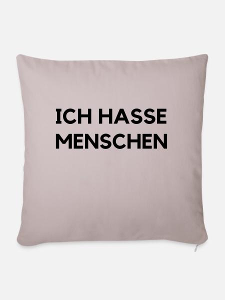 ich hasse menschen - Sofakissenbezug 45 x 45 cm - helles Taupe