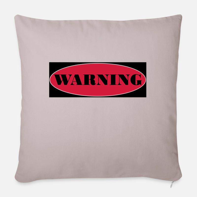Warning - Housse de coussin décorative 45 x 45 cm - taupe clair