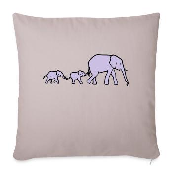 Elephant mother and baby elephants - Housse de coussin décorative 45 x 45 cm - taupe clair - Devant