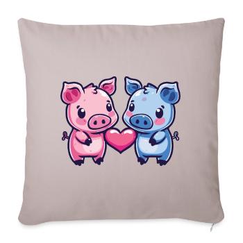 Cochons Couple Amour Semer Dans L’amour - Housse de coussin décorative 45 x 45 cm - taupe clair - Devant