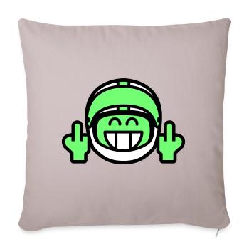 Emoticon Grin with motorcycle helmet & stinky finger - Sofa pillowcase 17,3'' x 17,3'' (45 x 45 cm) - light taupe - Front