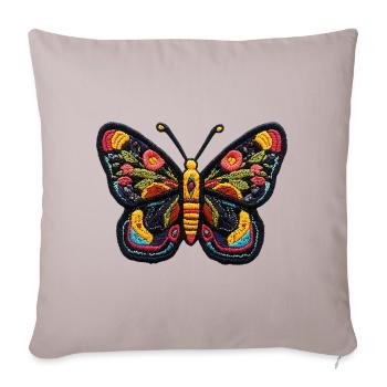 Colorful Butterfly in Embroidery Style – Boho Patc - Sofa pillowcase 17,3'' x 17,3'' (45 x 45 cm) - light taupe - Front