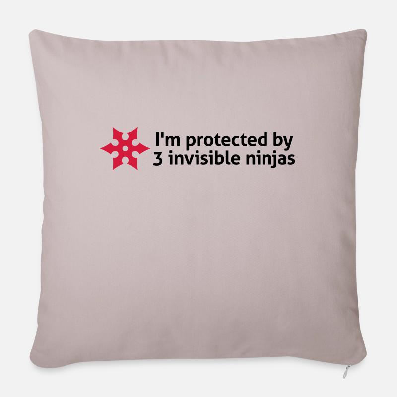 I am protected by invisible ninjas! - Sofa pillowcase 17,3'' x 17,3'' (45 x 45 cm) - light taupe