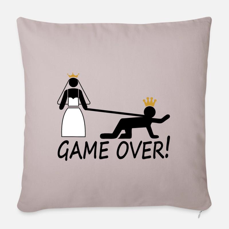 game over - Junggesellenabschied - lustig Geschenk - Sofakissenbezug 45 x 45 cm - helles Taupe
