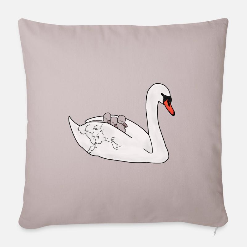 Familie Schwan - Sofakissenbezug 45 x 45 cm - helles Taupe