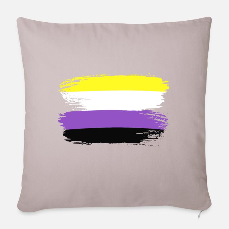 Flagge Stolz Nonbinary LGBTQ Fahne Pride LGBT - Sofakissenbezug 45 x 45 cm - helles Taupe