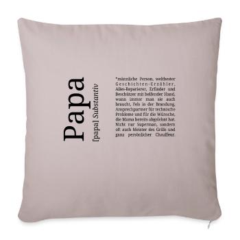 [Auf ein Wort] - "Papa" (schwarz, kompakt) - Sofakissenbezug 45 x 45 cm - helles Taupe - Vorne