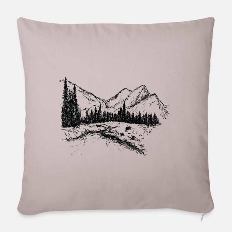 montagnes - Housse de coussin décorative 45 x 45 cm - taupe clair