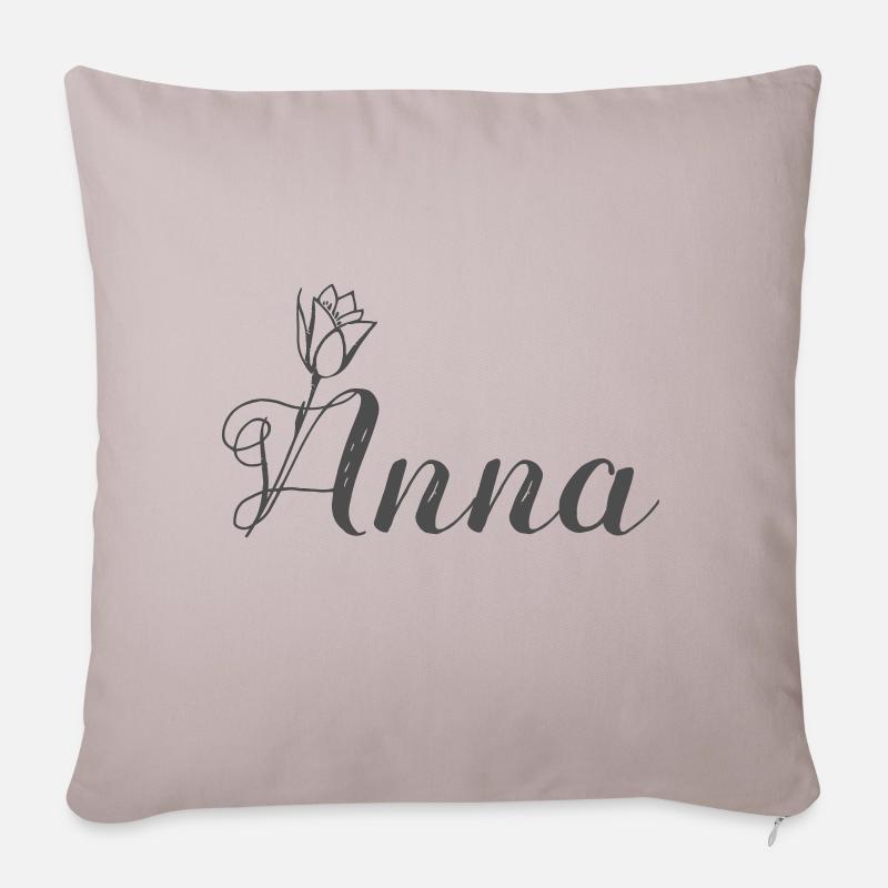 Anna Name Vorname Tulpenmotiv - Sofakissenbezug 45 x 45 cm - helles Taupe
