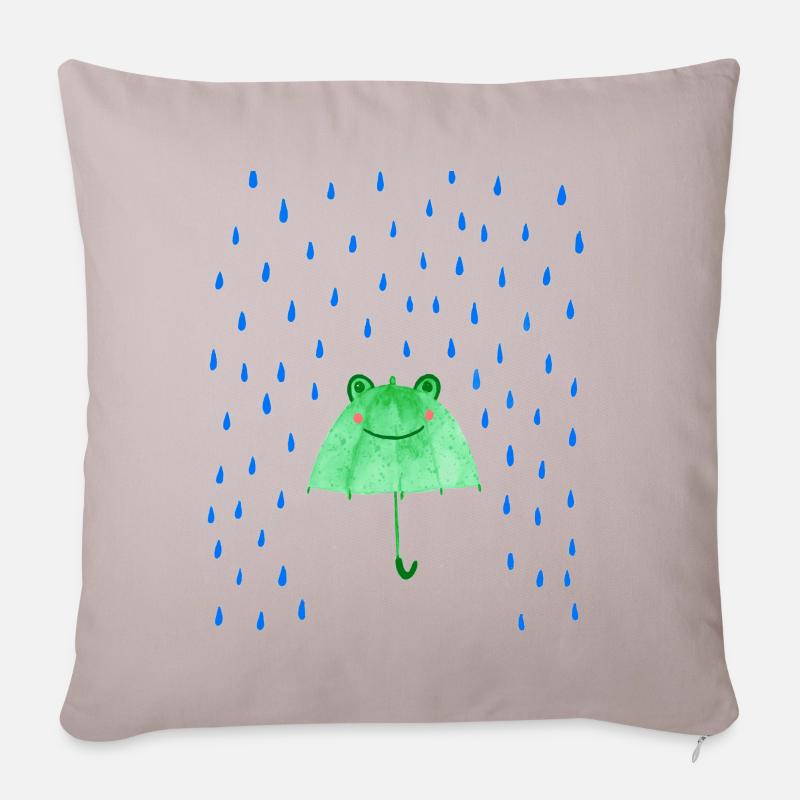 Frosch-Regenschirm - Sofakissenbezug 45 x 45 cm - helles Taupe