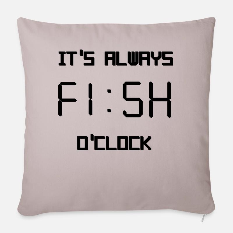 es ist immer Fisch Uhr - Sofakissenbezug 45 x 45 cm - helles Taupe
