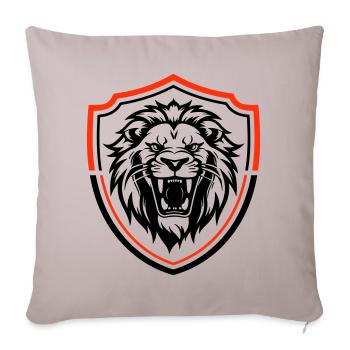 Armoiries du symbole de tête d’animal de lion - Housse de coussin décorative 45 x 45 cm - taupe clair - Devant