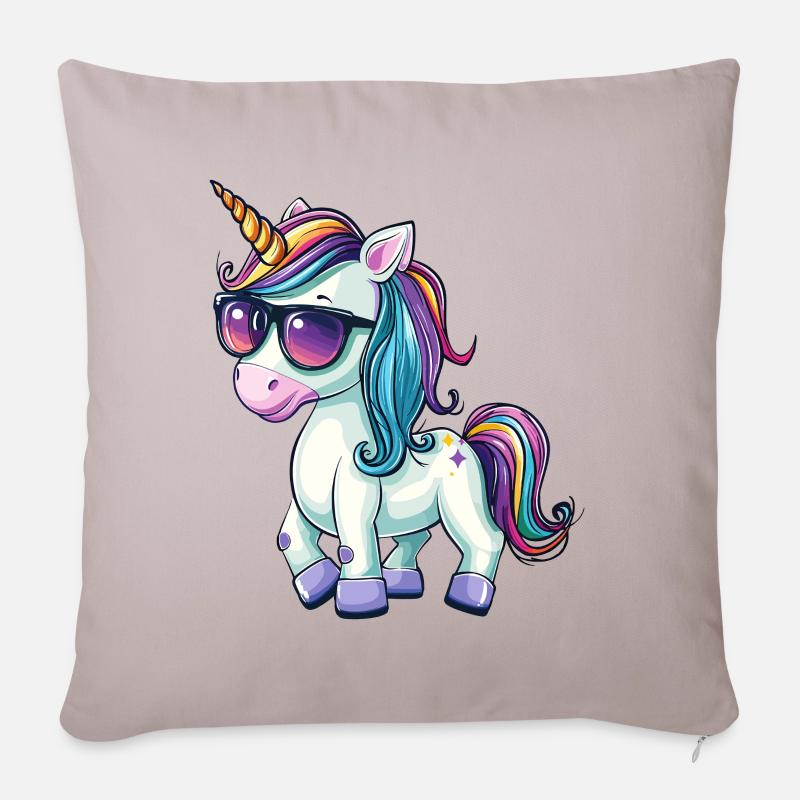 Einhorn Cool Sonnenbrille Einhörner Cartoon Comic - Sofakissenbezug 45 x 45 cm - helles Taupe