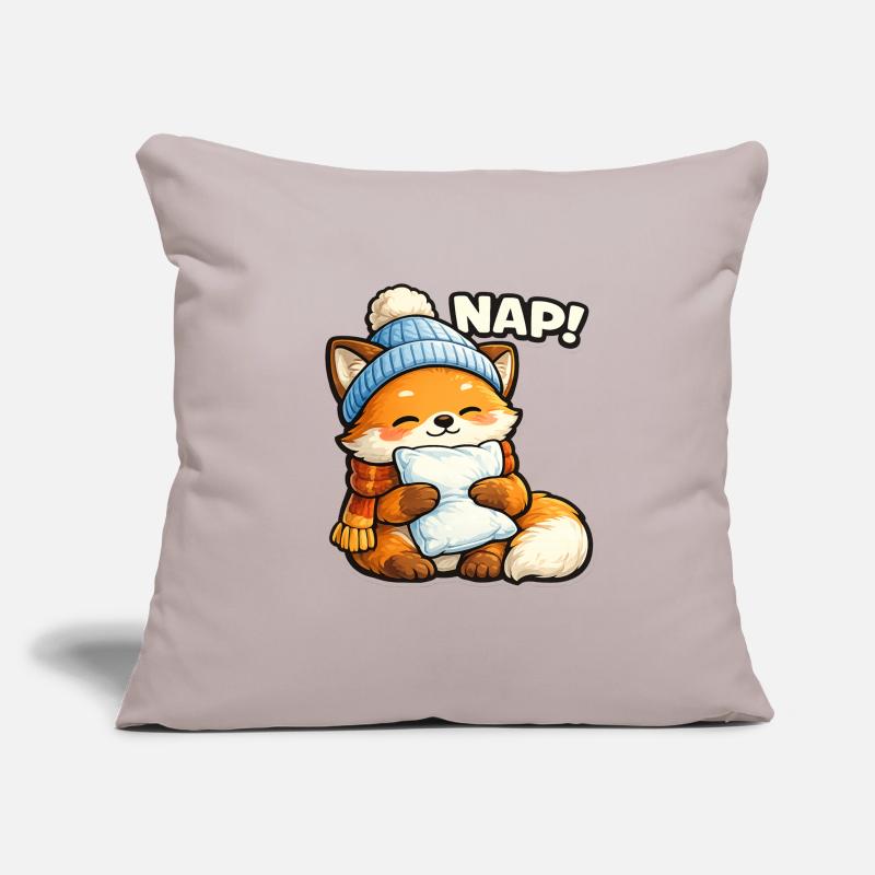 Winter cuddle fox with hat Sofa pillowcase 17,3'' x 17,3'' (45 x 45 cm)