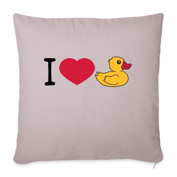 amour j'aime coeur canard grinçant canard caoutchouc canard de bain - Housse de coussin décorative 45 x 45 cm - taupe clair - Devant