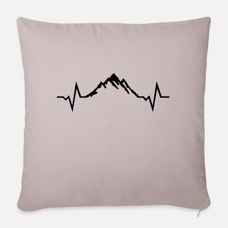 Mountain Heartbeat, Mountains - Housse de coussin décorative 45 x 45 cm - taupe clair