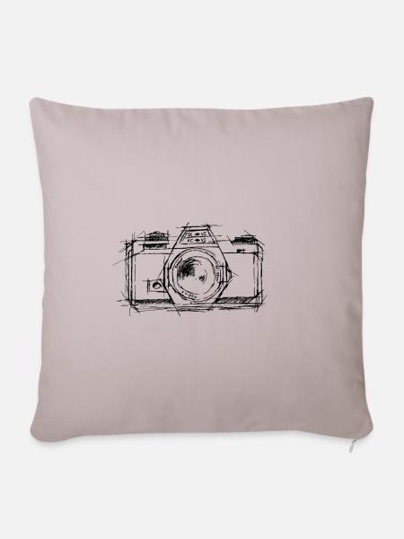 Sketchy Camera - Sofakissenbezug 45 x 45 cm - helles Taupe