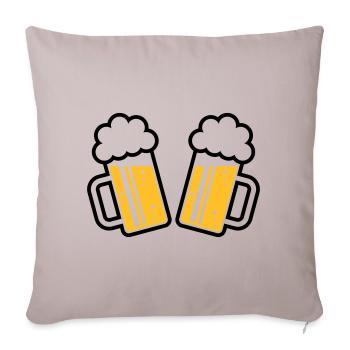 2 chopes à bière À votre santé, à votre santé ! (chopes à bière 2C) - Housse de coussin décorative 45 x 45 cm - taupe clair - Devant