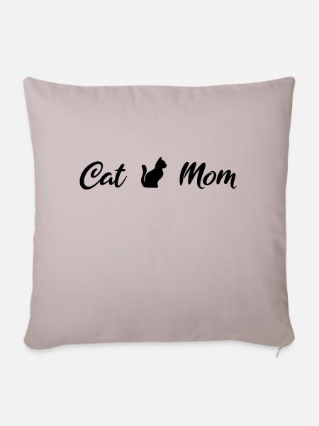 Cat Mom Black - Sofakissenbezug 45 x 45 cm - helles Taupe