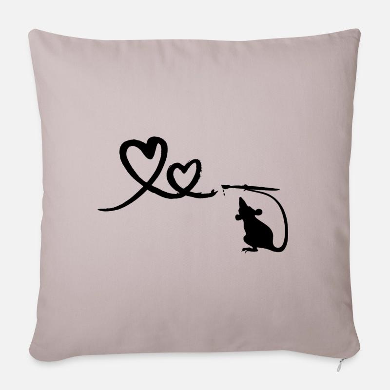 Ratte mit Pinsel Herzen Street Art - Sofakissenbezug 45 x 45 cm - helles Taupe