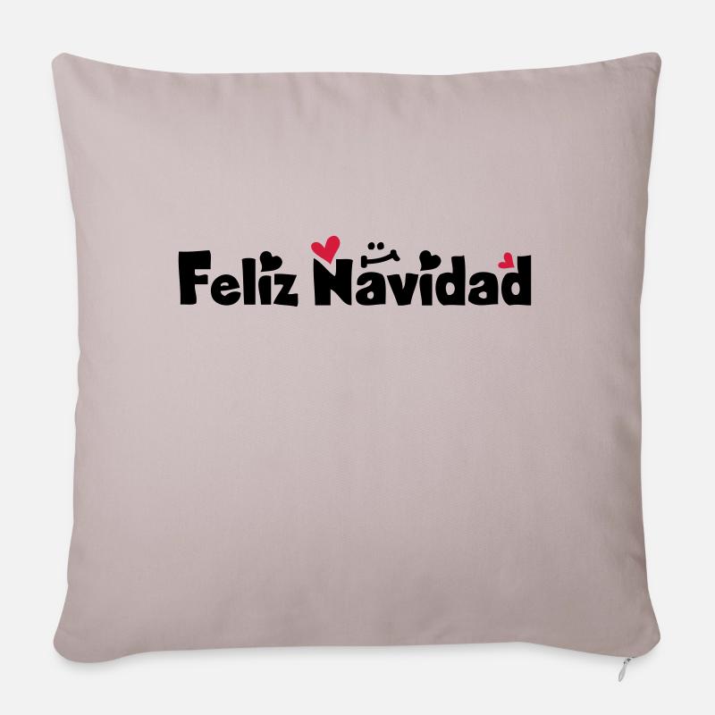 Feliz Navidad Frohe Weihnachten - Sofakissenbezug 45 x 45 cm - helles Taupe