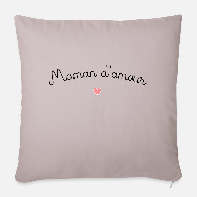 Maman d amour 20 - Housse de coussin décorative 45 x 45 cm - taupe clair