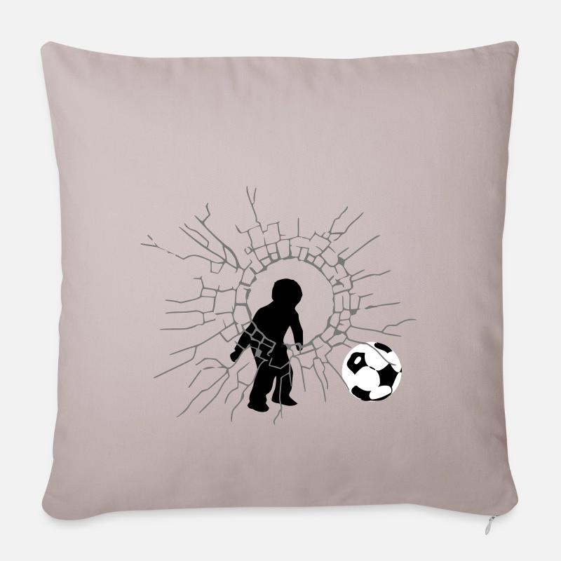 Fußball Junge - Sofakissenbezug 45 x 45 cm - helles Taupe