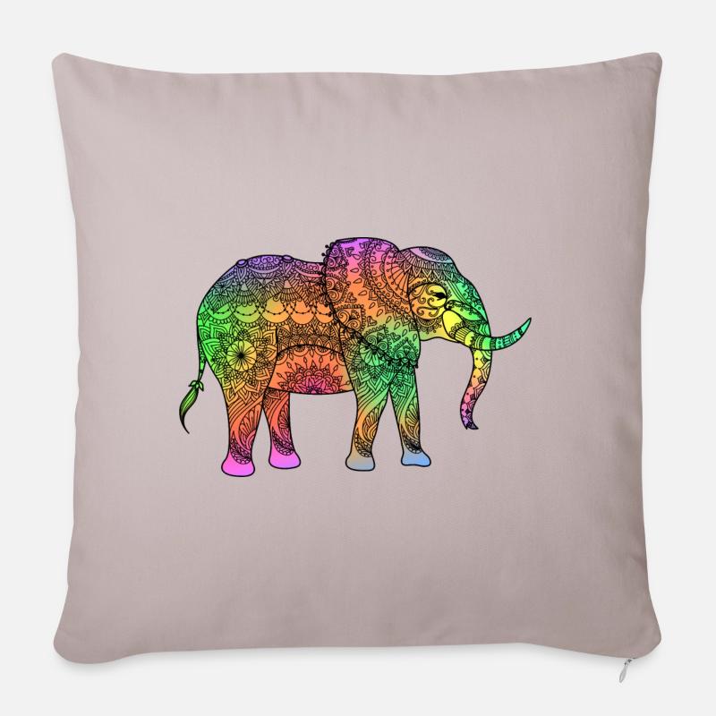 Spiritueller Elefant - Sofakissenbezug 45 x 45 cm - helles Taupe