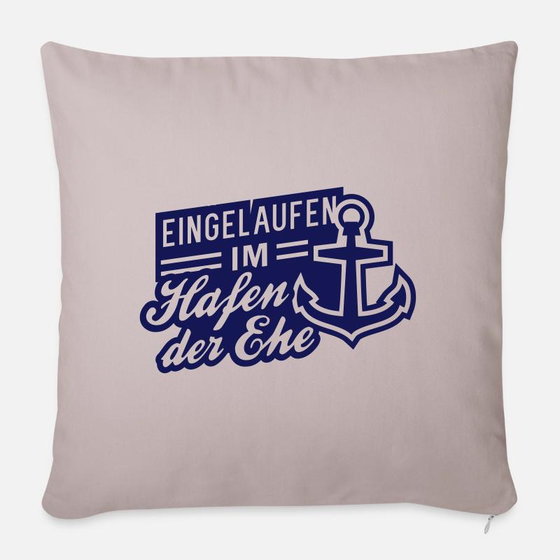 Hafen der Ehe (Anker) - Sofakissenbezug 45 x 45 cm - helles Taupe