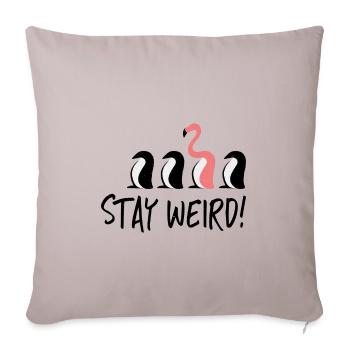 Restez bizarre! Flamant rose Flamant chez les pingouins - Housse de coussin décorative 45 x 45 cm - taupe clair - Devant