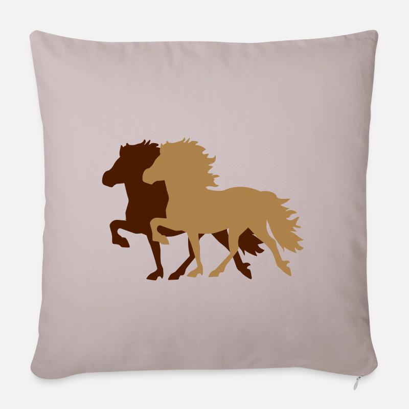 Islandpferde - Sofakissenbezug 45 x 45 cm - helles Taupe